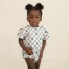 Organic Short Sleeve Bubble Romper - Chequered - Makemake Organics