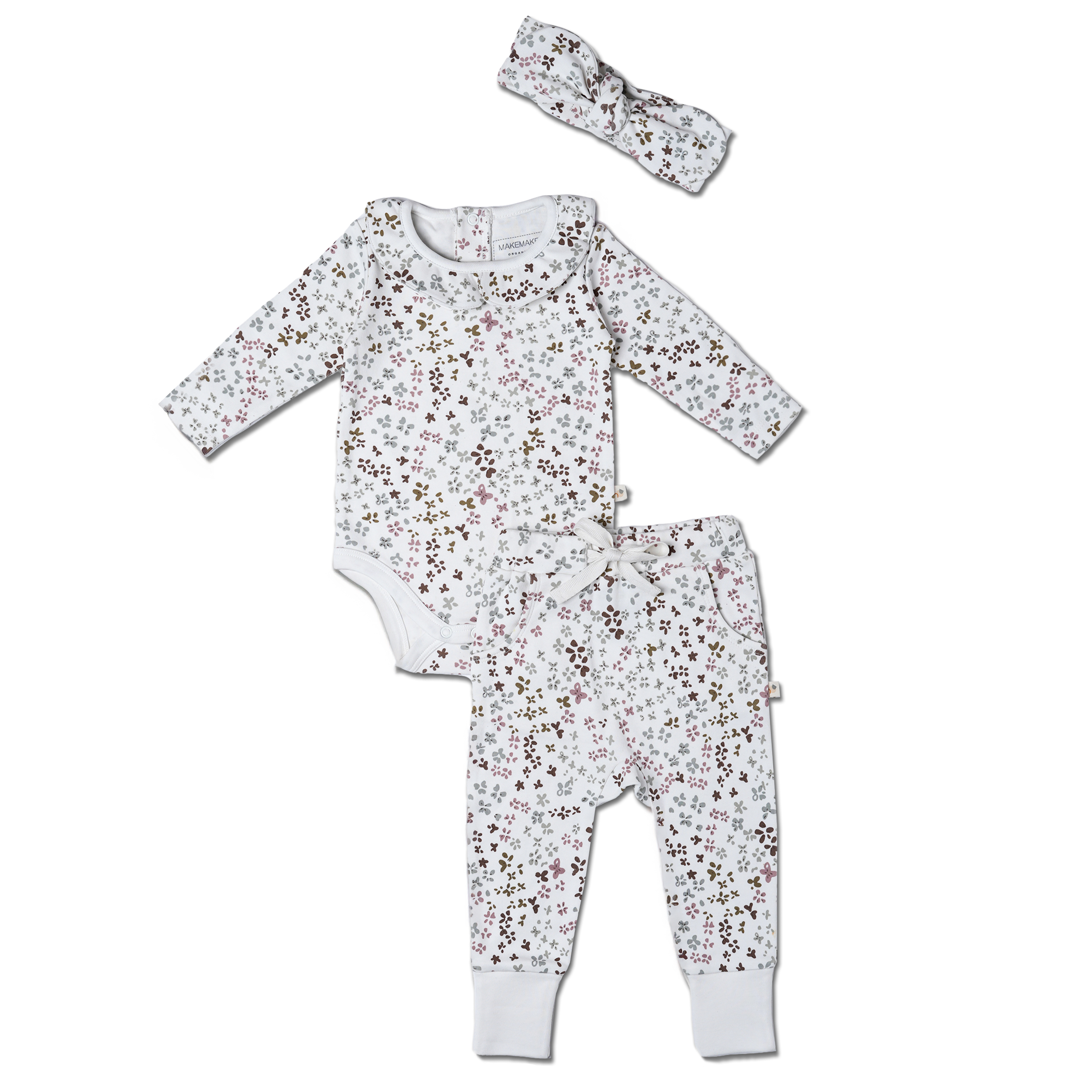 Organic Ruffle Onesie & Pants Set - Garden - Makemake Organics
