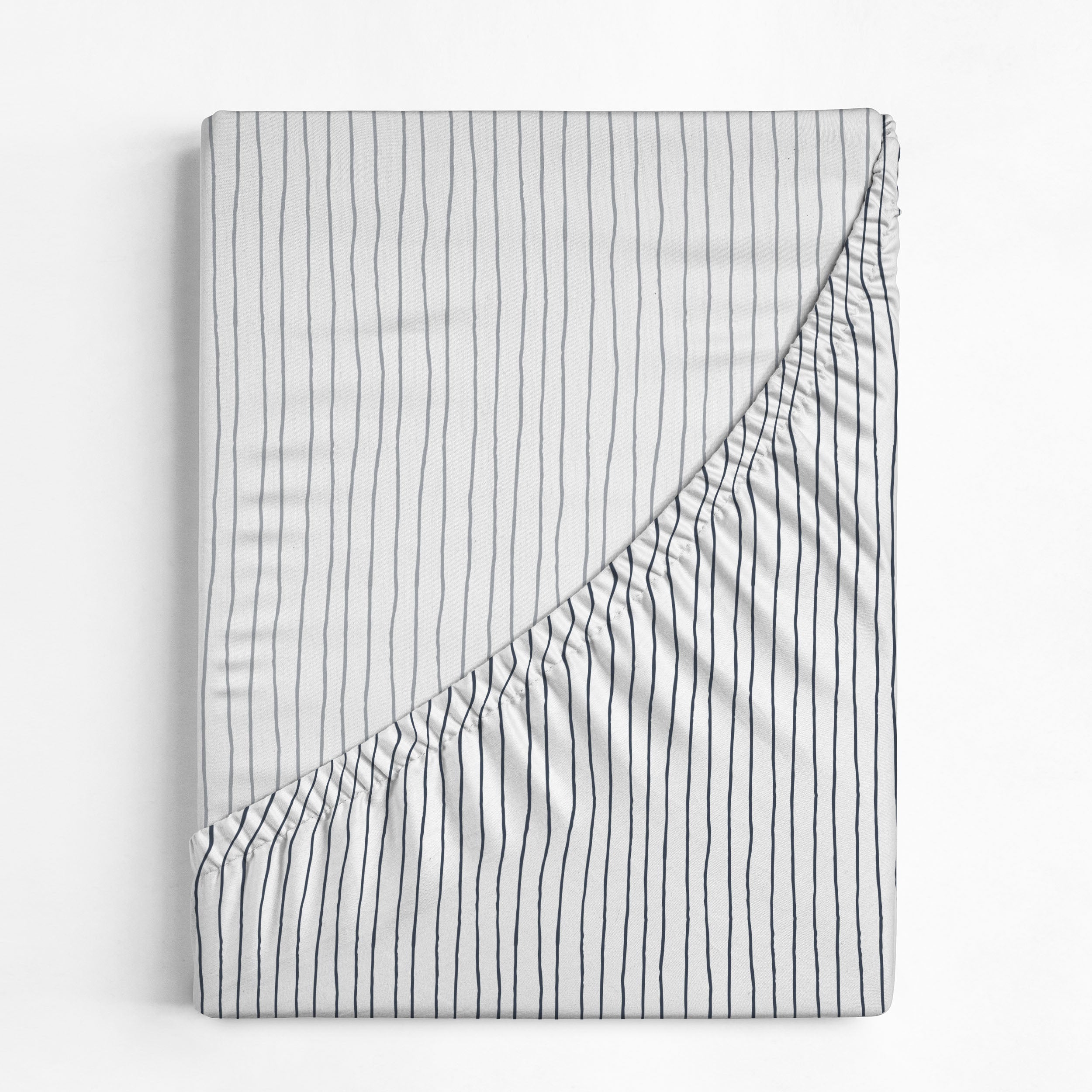 Organic Crib Sheet -Navy Stripes - Makemake Organics