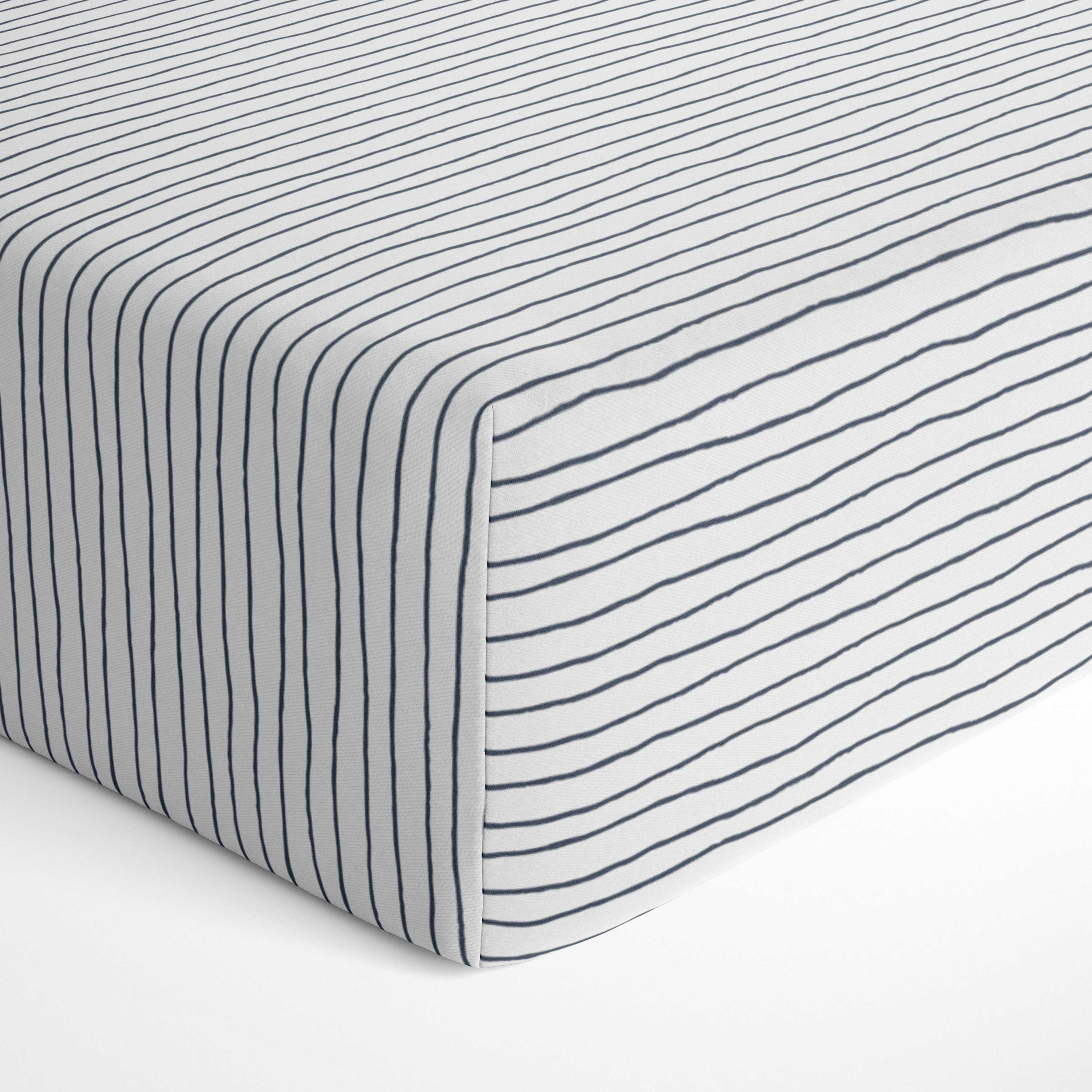 Organic Crib Sheet -Navy Stripes - Makemake Organics