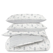 Organic Duvet Cover - Astro & Navy Blue Stripes - Makemake Organics