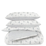Organic Duvet Cover - Astro & Navy Blue Stripes