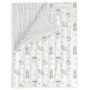 Organic Kids Quilt - Astro & Navy Blue Stripes - Makemake Organics