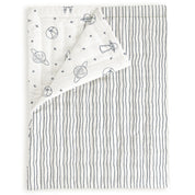Organic Kids Quilt - Astro & Navy Blue Stripes - Makemake Organics