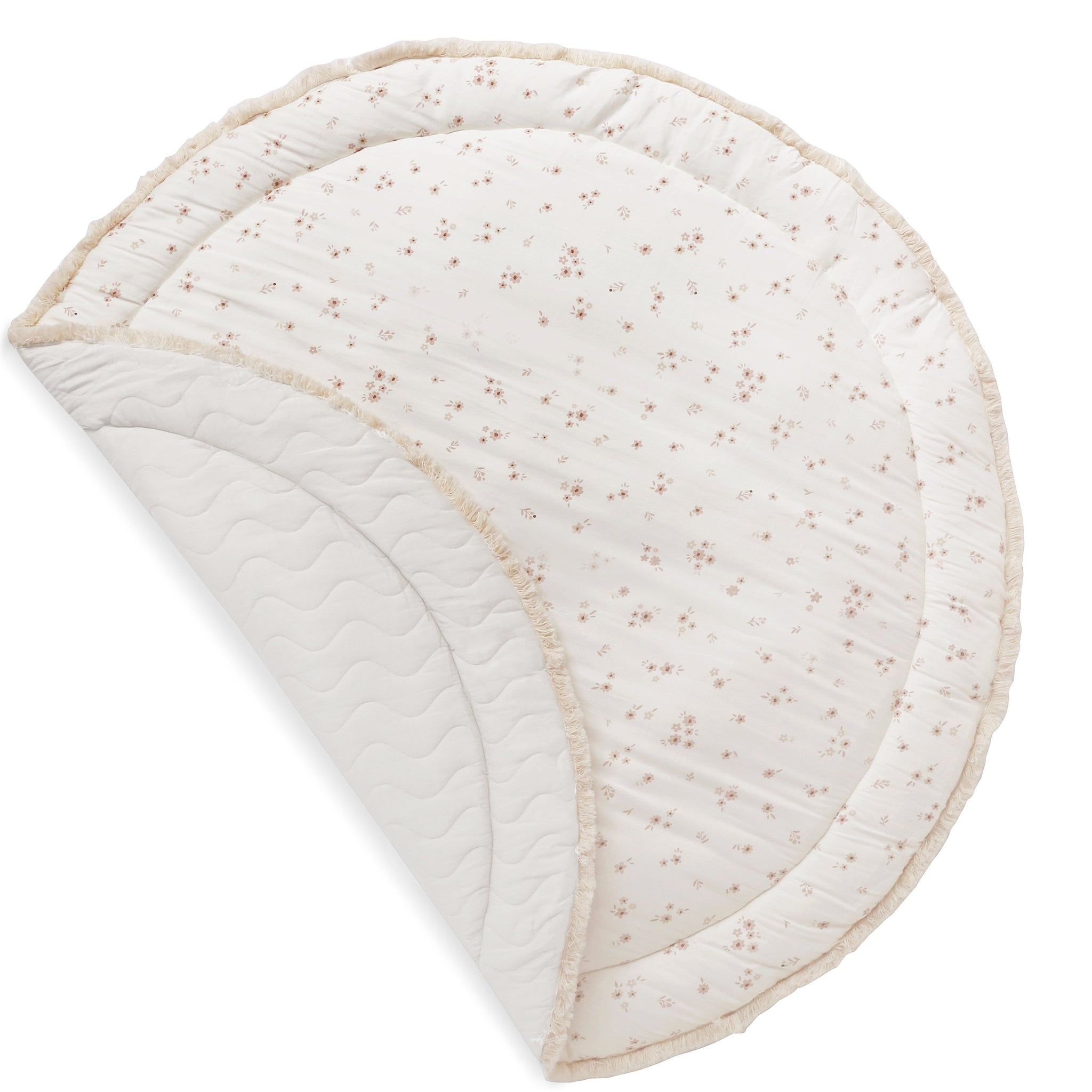 Organic Cotton Quilted Reversible Play Mat - Bloom / Ivory - Makemake Organics