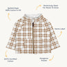 Organic Quilted Zipper Jacket - Ginger Plaid - Makemake Organics