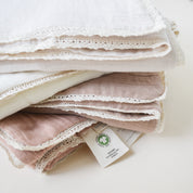 Organic Baby Blanket Muslin - Ivory + Ivory Lace - Makemake Organics
