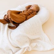 Organic Cotton Pointelle Baby Knit Blanket - Ivory - Makemake Organics