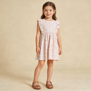 Organic Flutter Dress - Peony - Makemake Organics