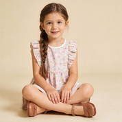 Organic Flutter Dress - Peony - Makemake Organics