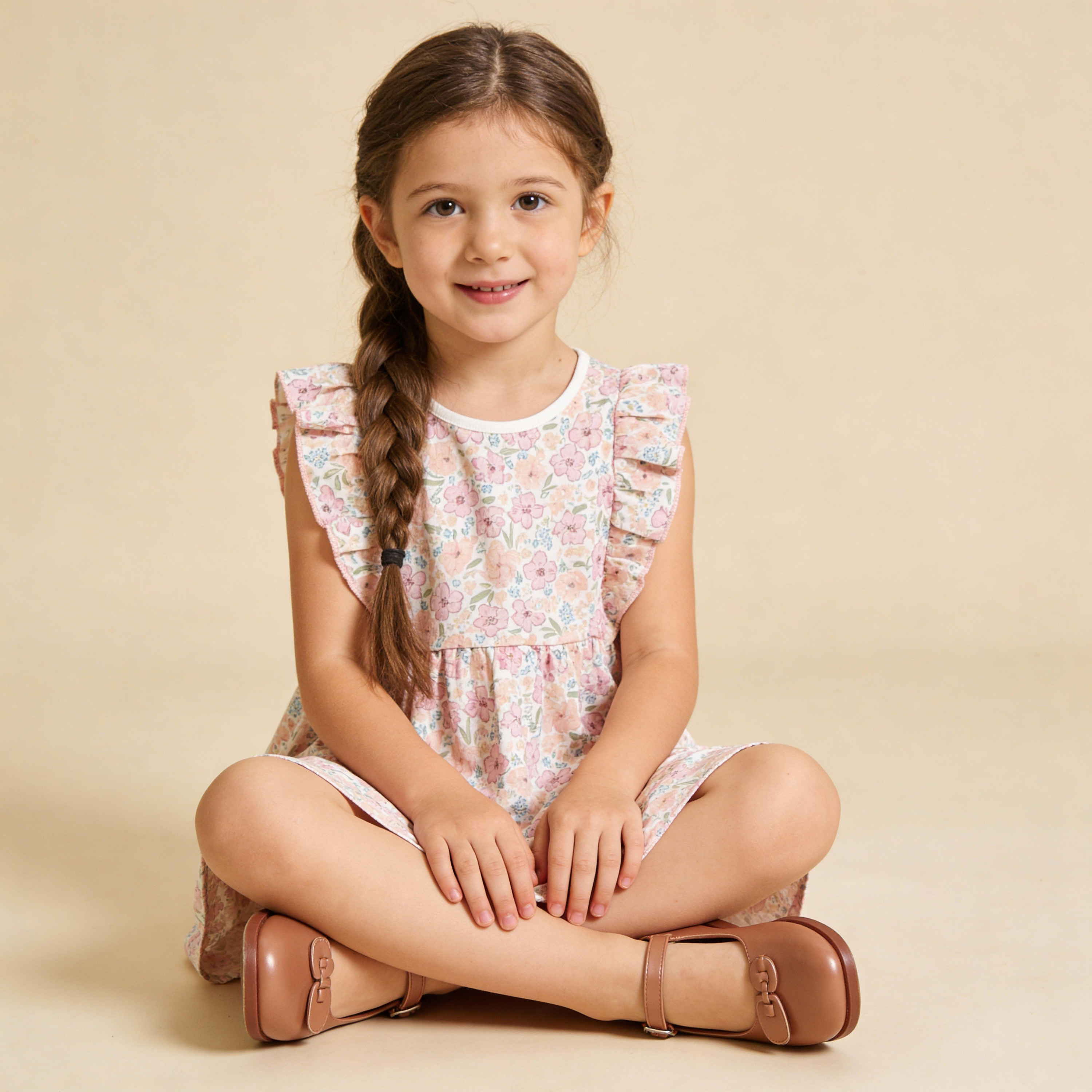 Organic Flutter Dress - Peony - Makemake Organics