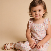 Organic Flutter Romper - Peony - Makemake Organics