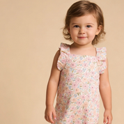 Organic Flutter Romper - Peony - Makemake Organics