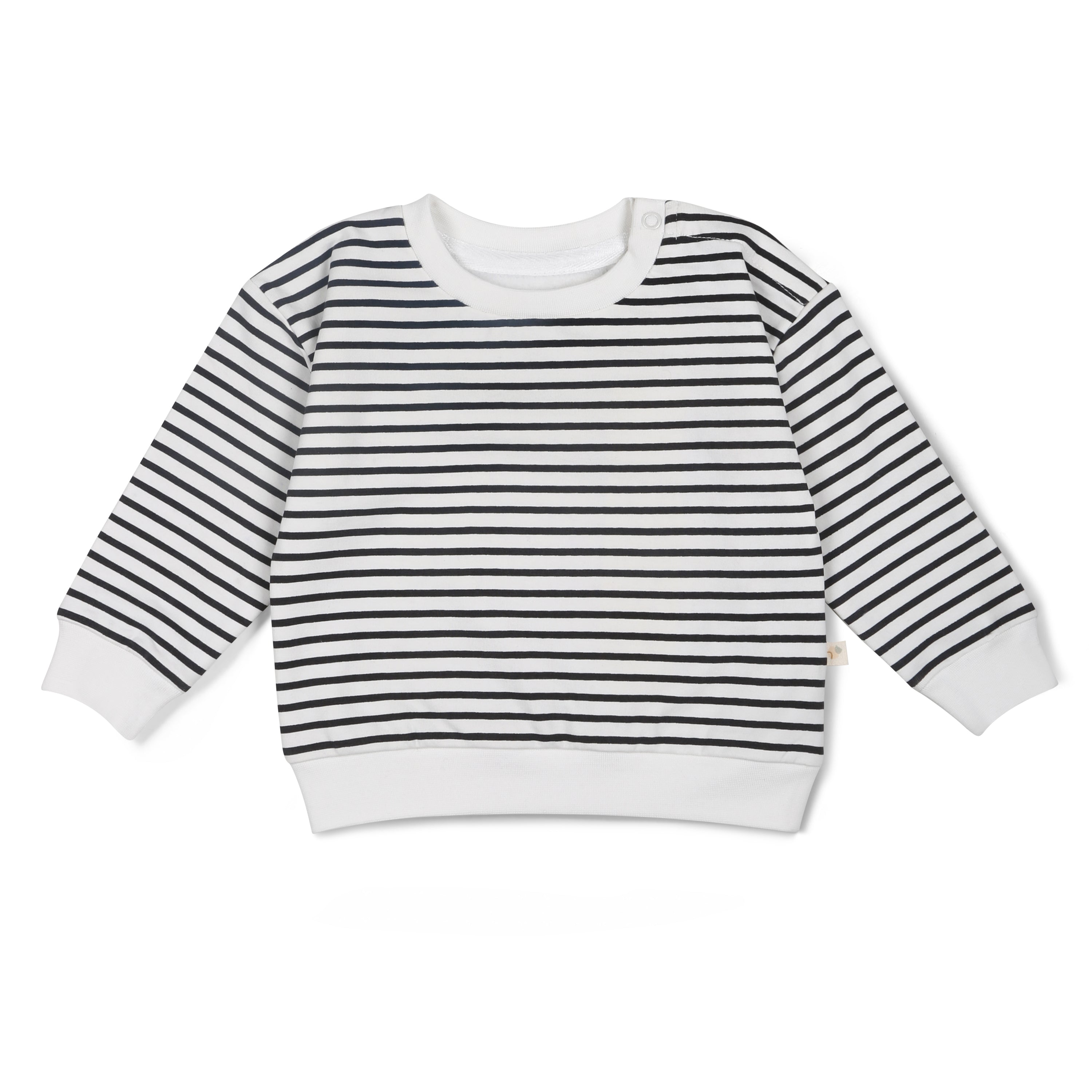 Organic Fleece Sweatshirt - Black Stripes - Makemake Organics