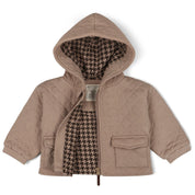 Organic Quilted Hooded Jacket - Taupe - Makemake Organics