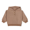 Organic Fleece Henley Hoodie - Taupe - Makemake Organics