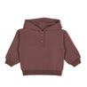 Organic Fleece Henley Hoodie - Plum - Makemake Organics