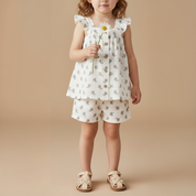 Organic Flutter Top & Shorts Set - Poppy - Makemake Organics