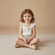 Organic Flutter Top & Shorts Set - Poppy - Makemake Organics