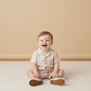 Organic Shirt & Shorts Set - Brick Checks - Makemake Organics