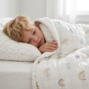 Organic Kids Quilt - Dotty & Rainbow - Makemake Organics