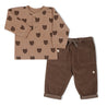 Organic Tee and Corduroy Pant Set - Espresso - Makemake Organics