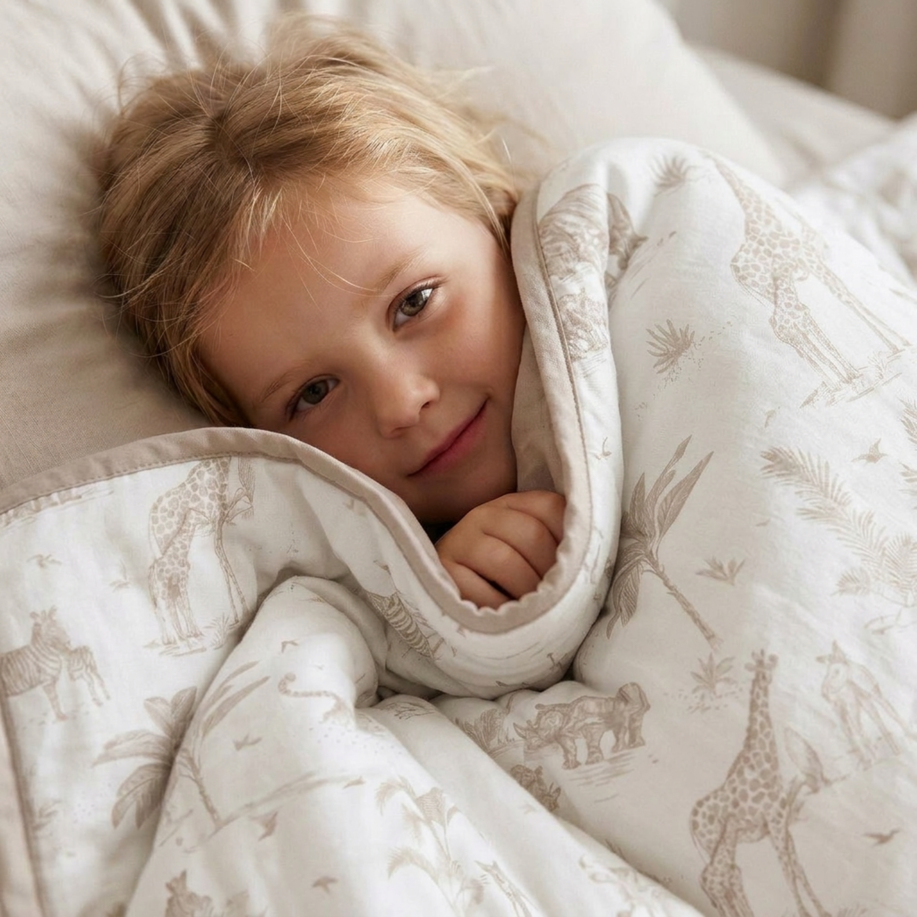 Organic Kids Quilt - Safari & Oat - Makemake Organics
