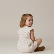 Organic Smocked Jumpsuit - Blush Floral - Makemake Organics