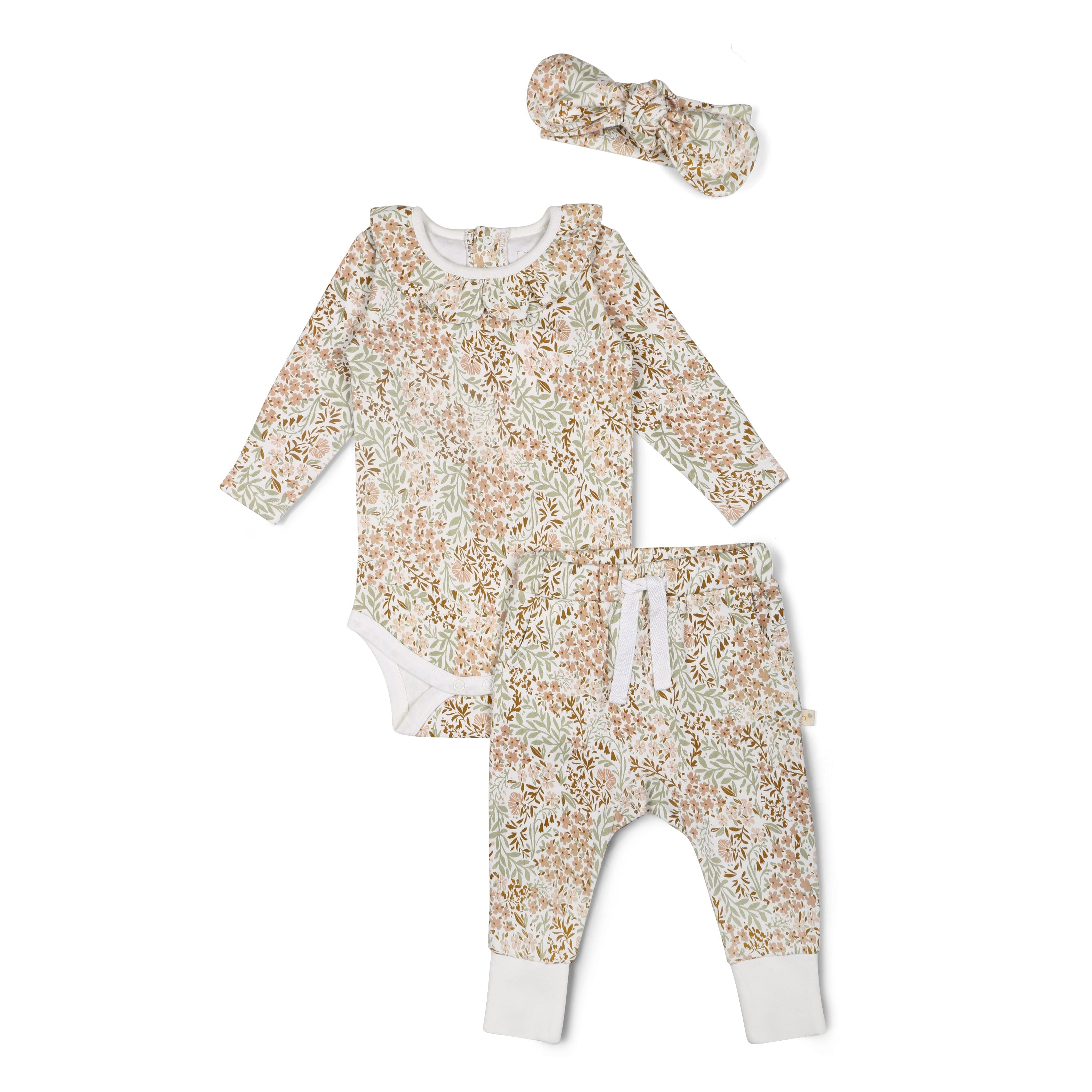 Organic Ruffle Onesie & Pants Set - Gardenia - Makemake Organics