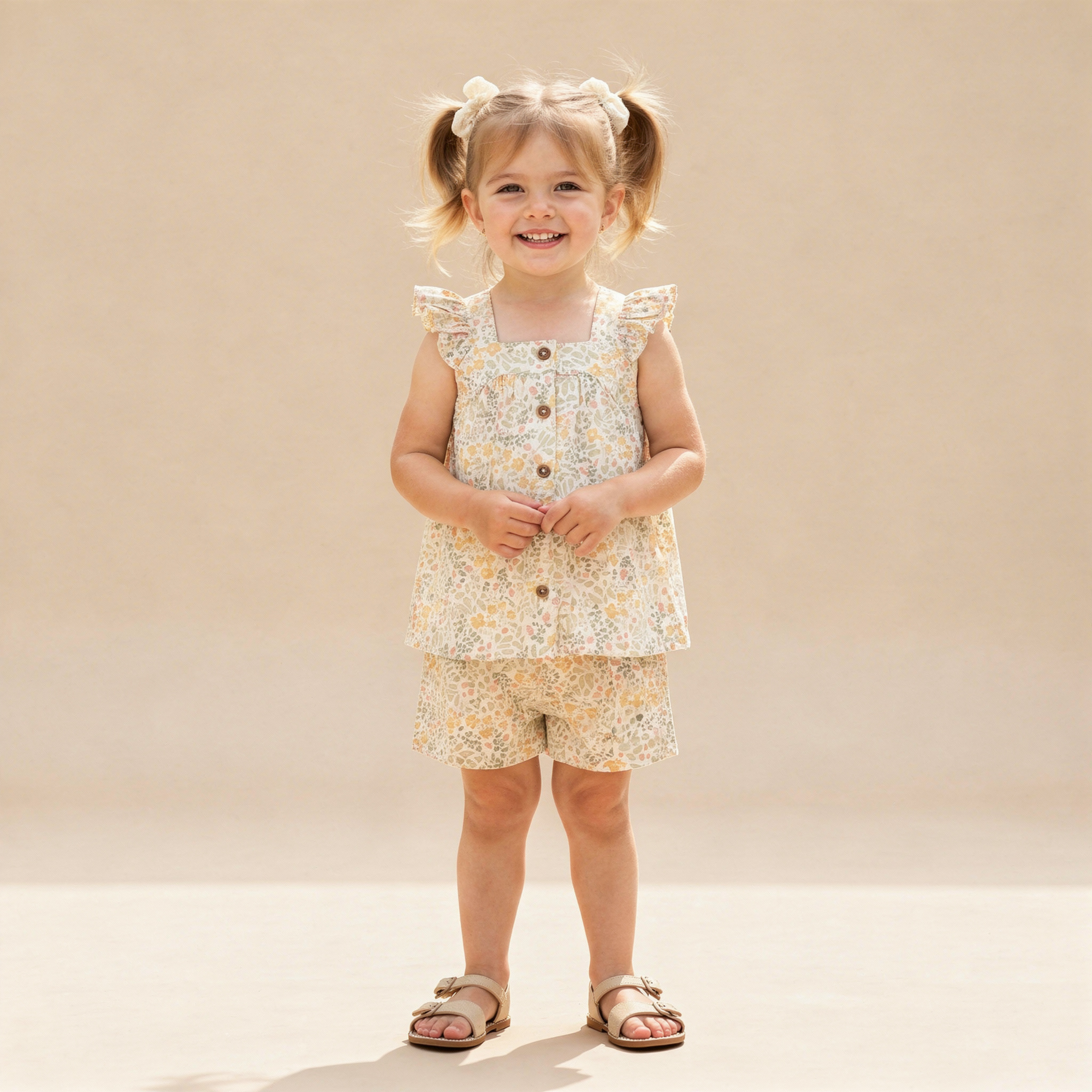 Organic Flutter Top & Shorts Set - Bloomfield - Makemake Organics
