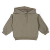 Organic Fleece Henley Hoodie - Olive - Makemake Organics