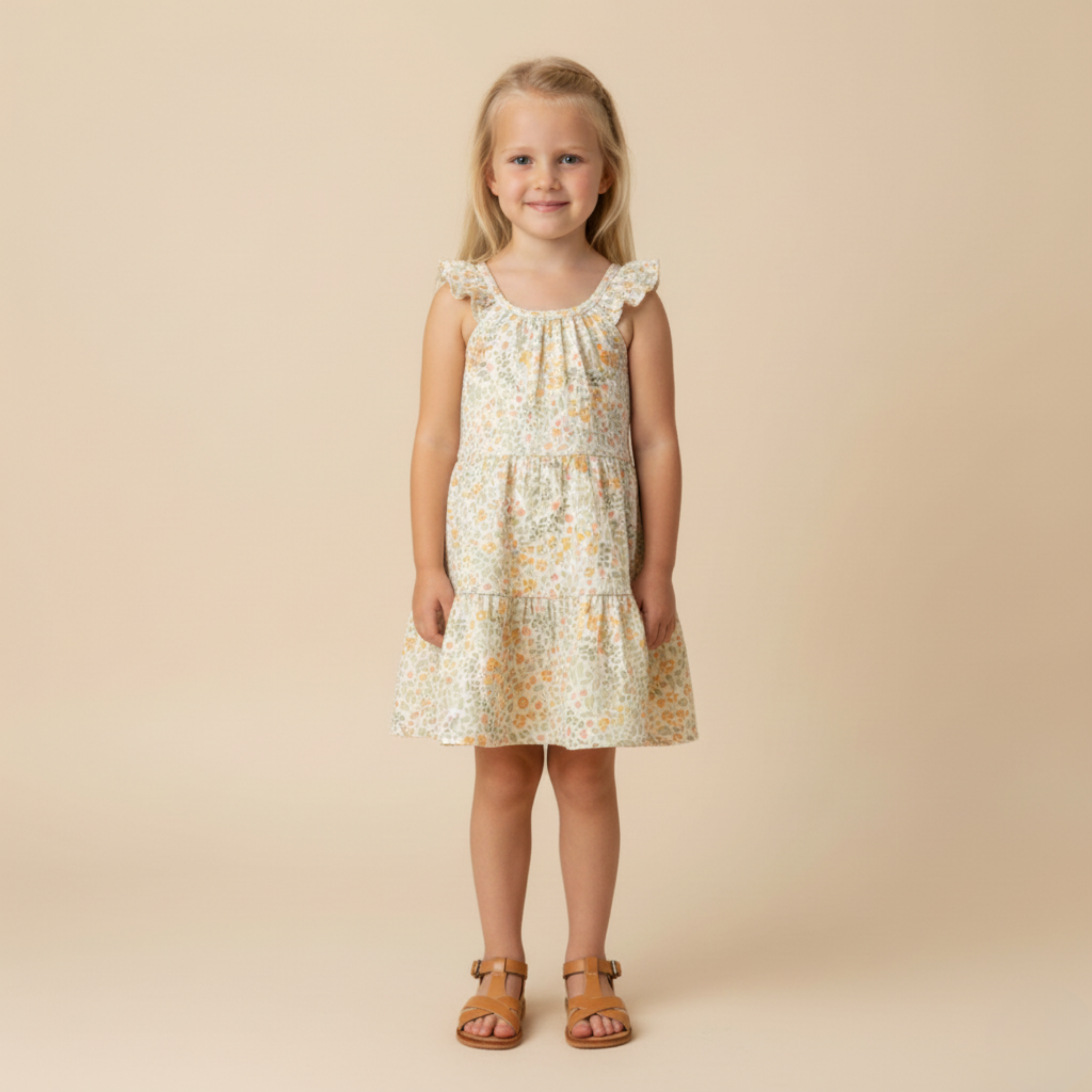 Organic Ruffle Tiered Dress - Bloomfield - Makemake Organics