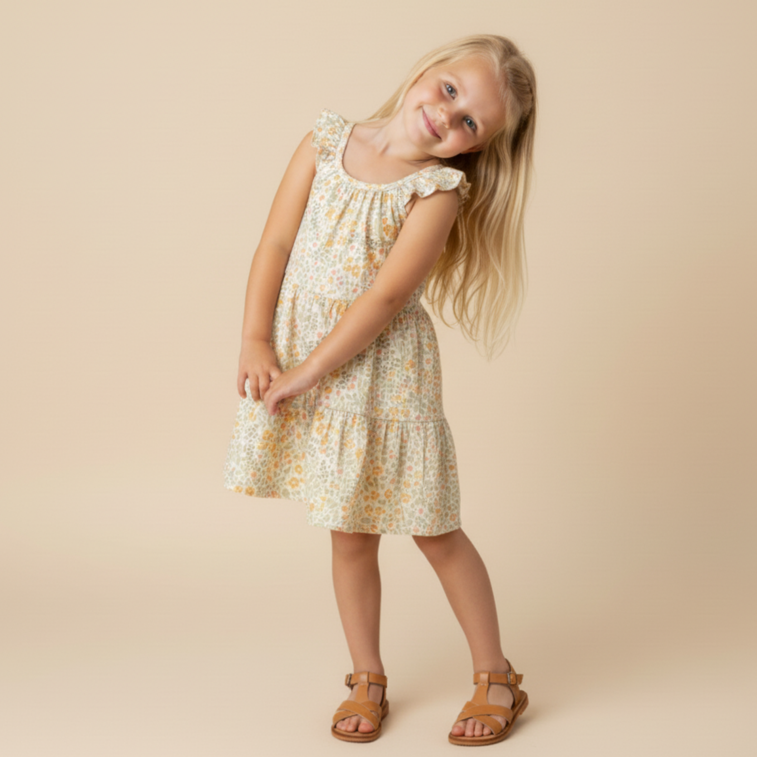 Organic Ruffle Tiered Dress - Bloomfield - Makemake Organics