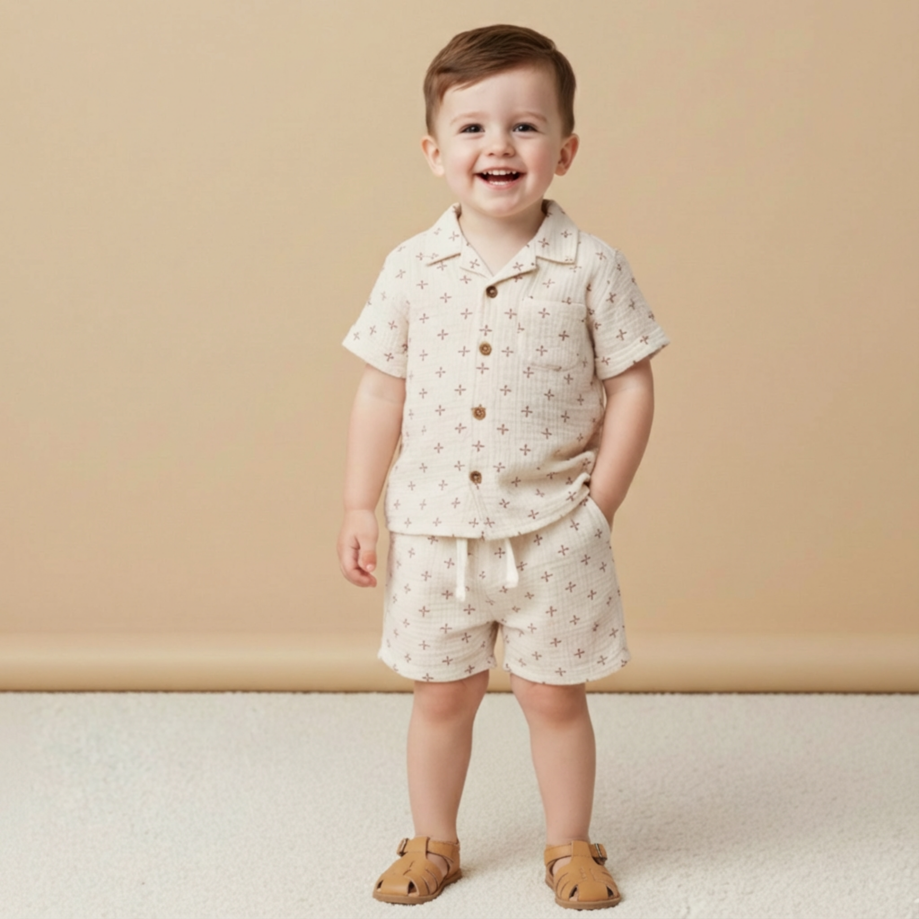 Organic Shirt & Shorts Set - Cross - Makemake Organics