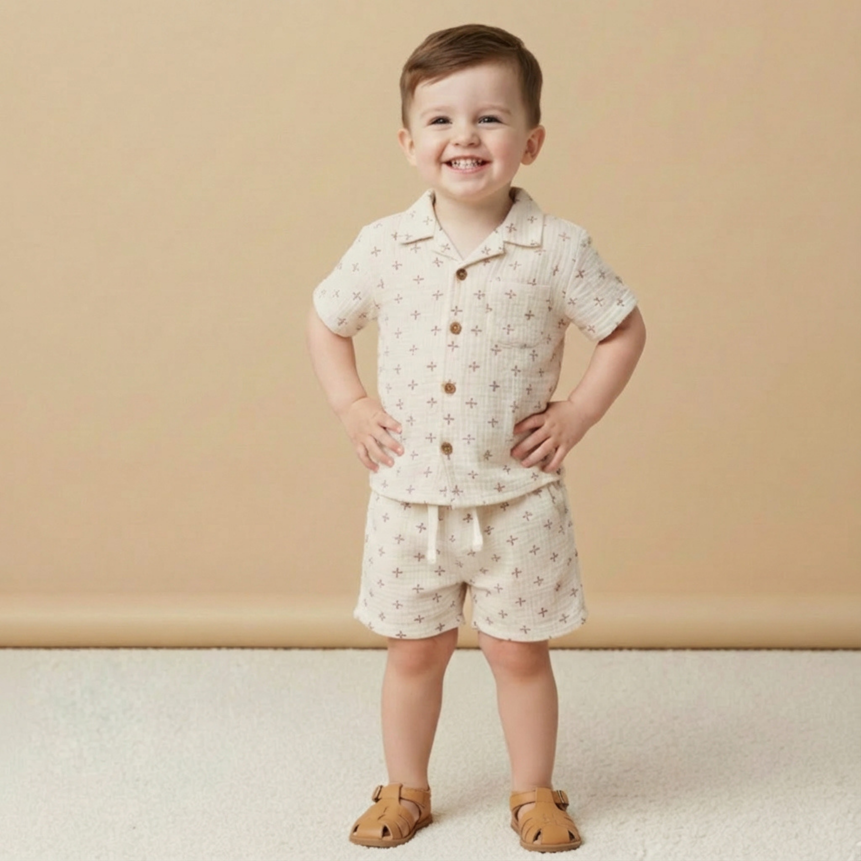 Organic Shirt & Shorts Set - Cross - Makemake Organics