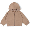 Organic Fleece Hooded Jacket - Taupe - Makemake Organics