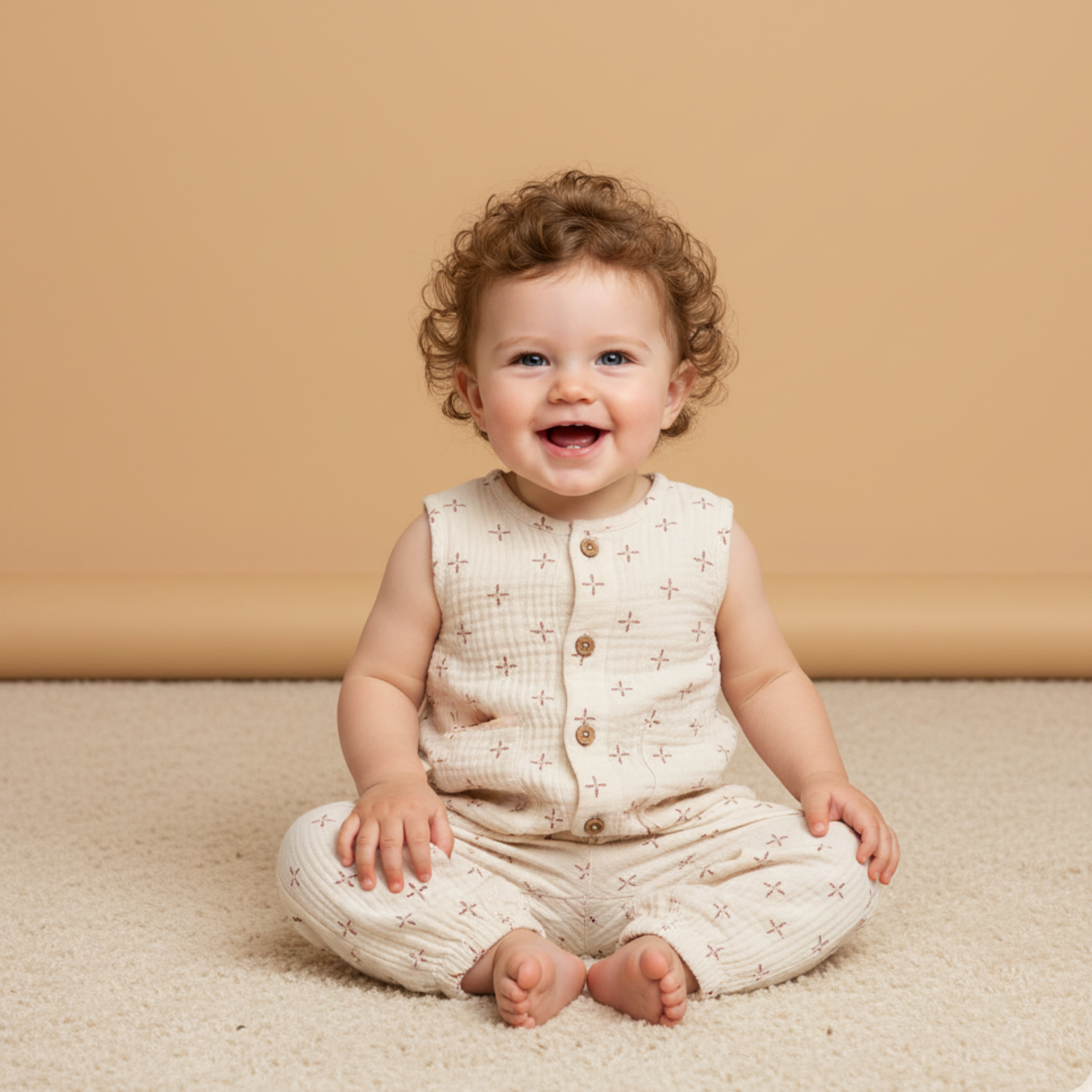 Organic Buttoned Jumpsuit - Cross - Makemake Organics