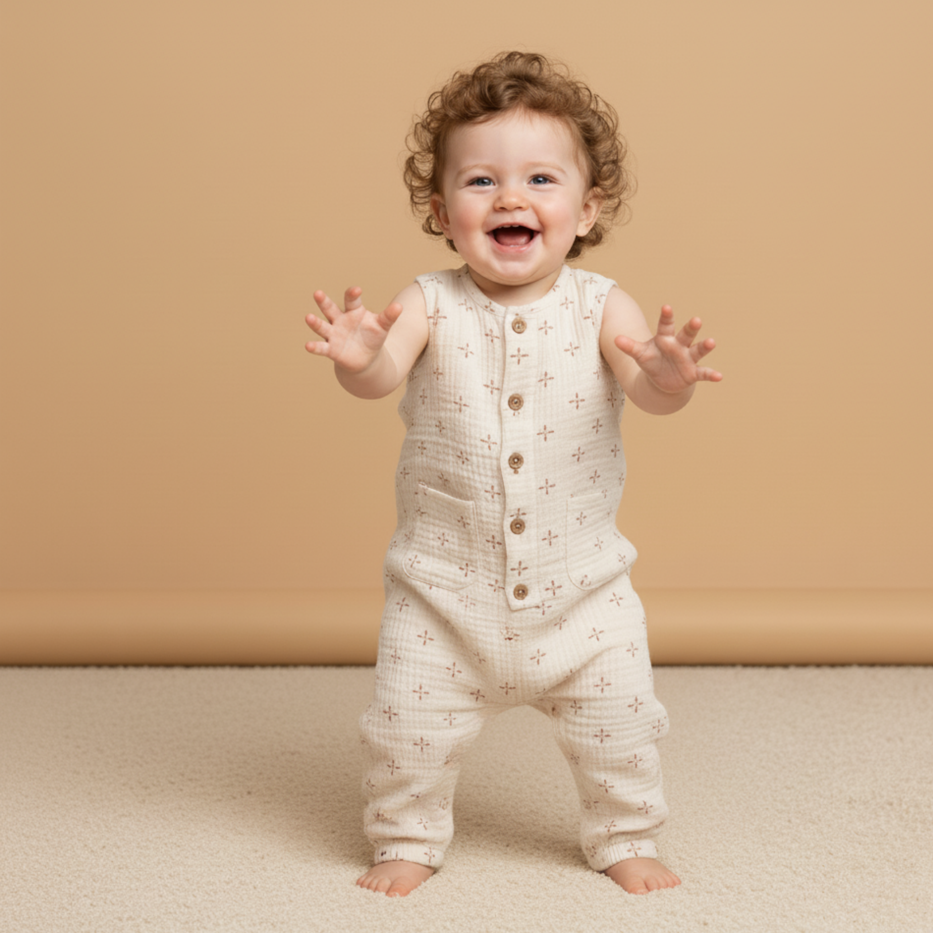 Organic Buttoned Jumpsuit - Cross - Makemake Organics