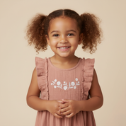 Organic Embroidered Tiered Dress - Clay - Makemake Organics