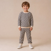 Organic Tee & Pant Slouch Set - Midnight Check