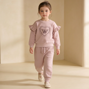 Organic Fleece Ruffle Sleeve Sweatshirt - Love Wings