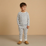 Organic Tee & Pants Set - Navy Stripe