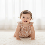 Organic Ruffle Sleeve Bubble Romper - Sienna - Makemake Organics