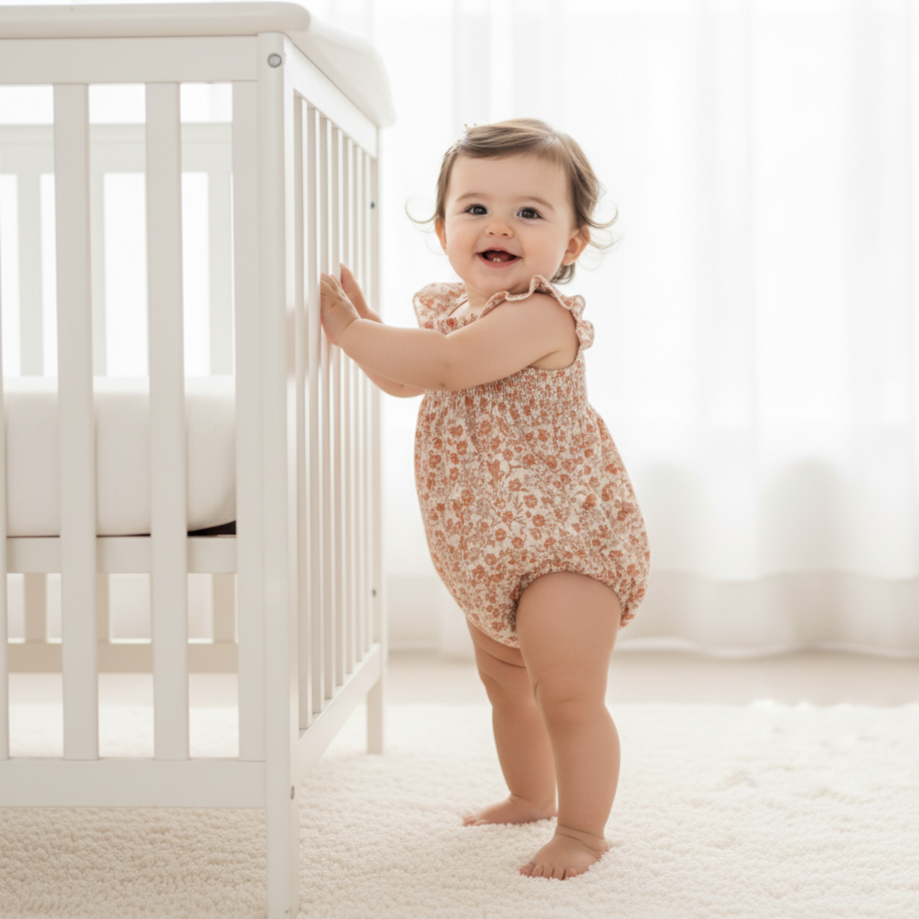 Organic Ruffle Sleeve Bubble Romper - Sienna - Makemake Organics