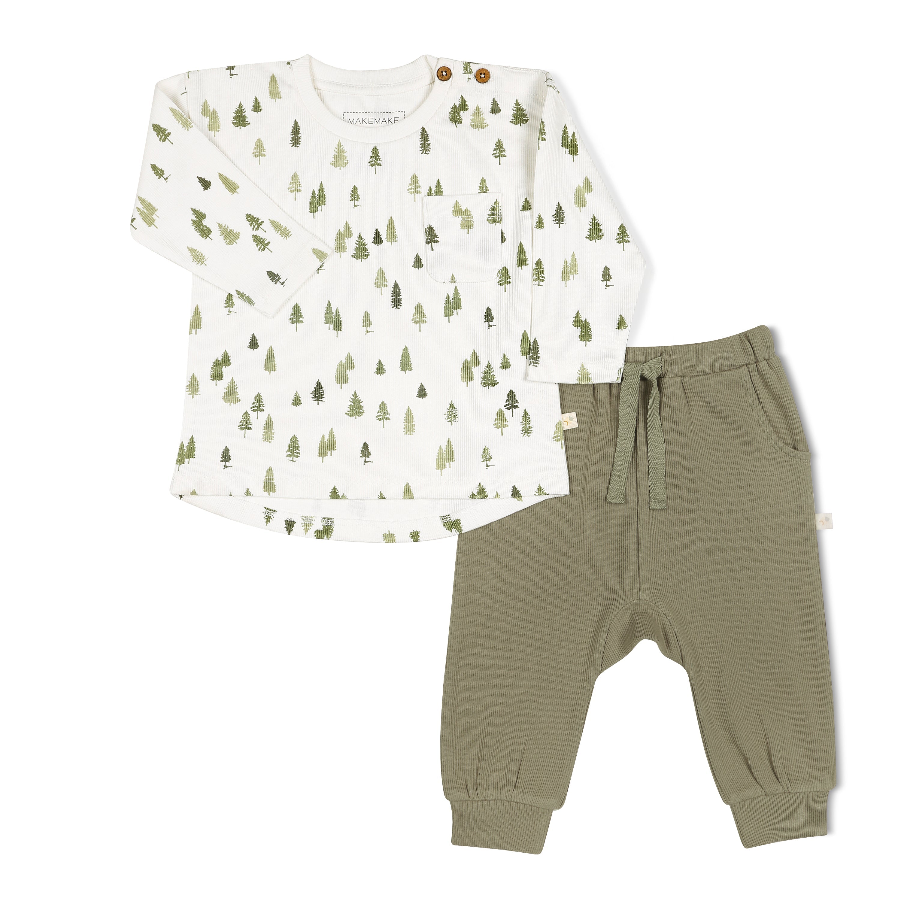 Organic Long Sleeve Tee & Pant Set - Alpine - Makemake Organics