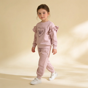 Organic Fleece Ruffle Sleeve Sweatshirt - Love Wings