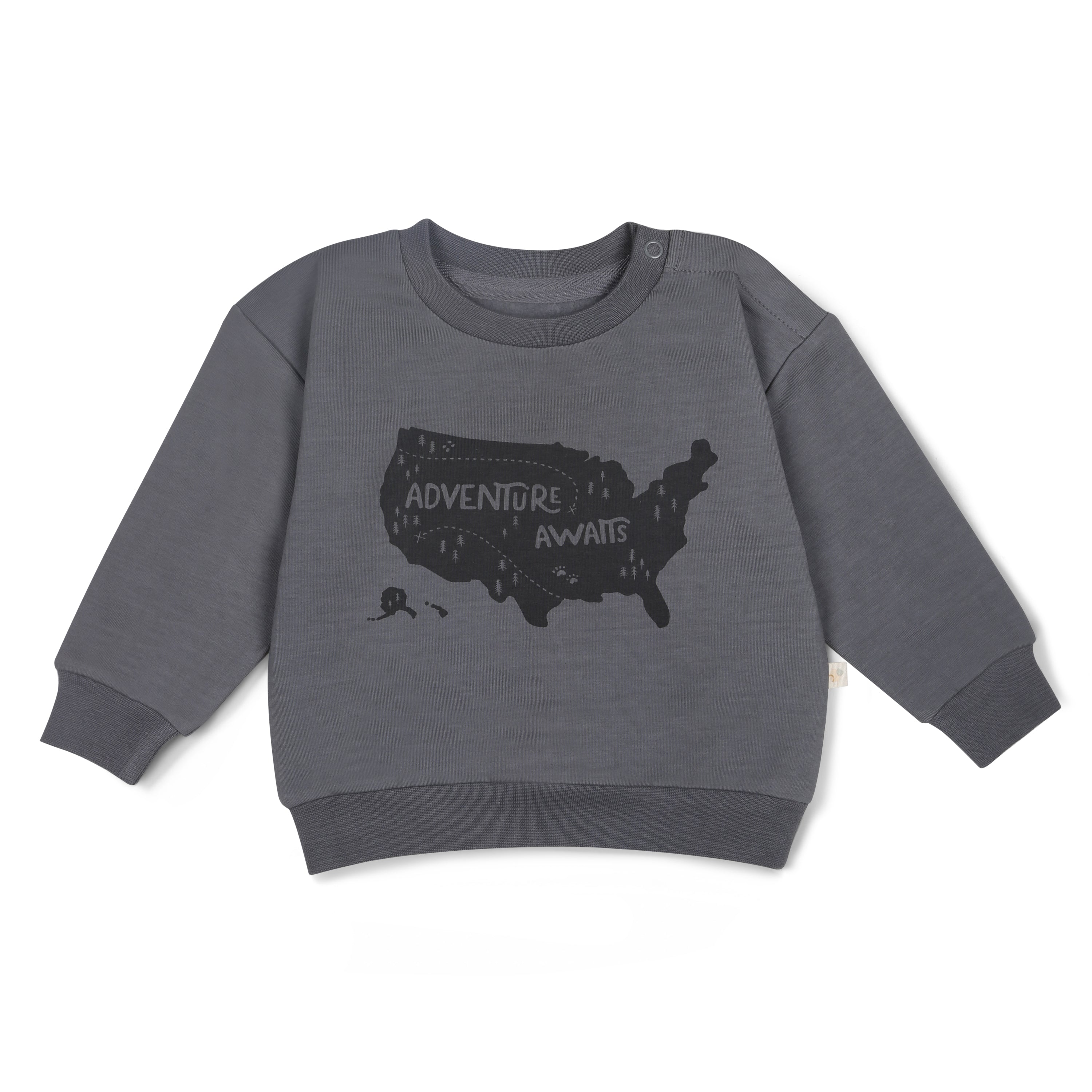 Organic Fleece Sweatshirt - Adventure Awaits - Makemake Organics