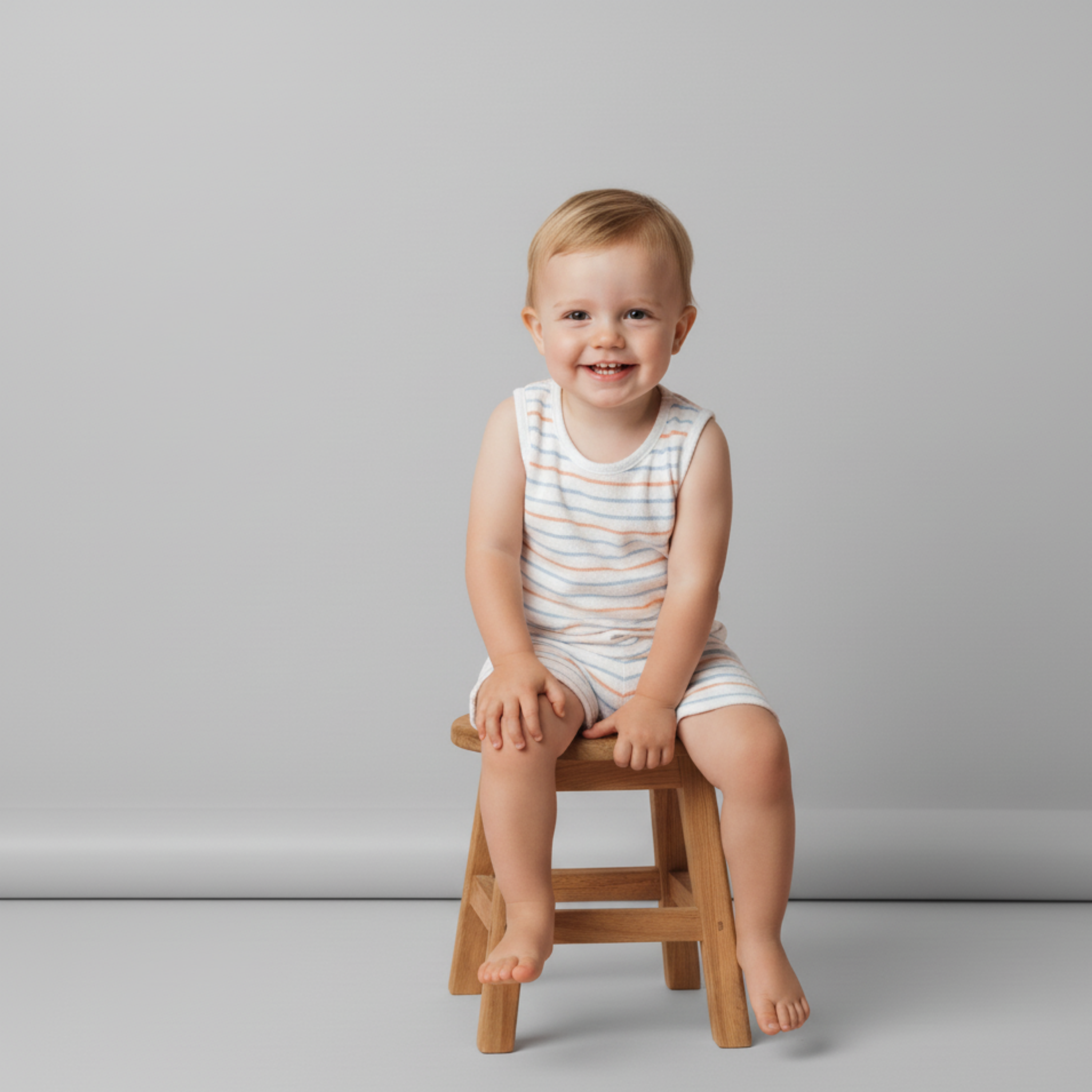 Organic Sleeveless Tee & Shorts Set - Cabana Stripes - Makemake Organics