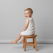 Organic Sleeveless Tee & Shorts Set - Cabana Stripes - Makemake Organics
