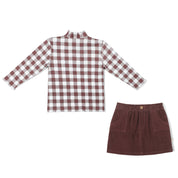 Organic Top and Corduroy Skirt Set - Plum - Makemake Organics